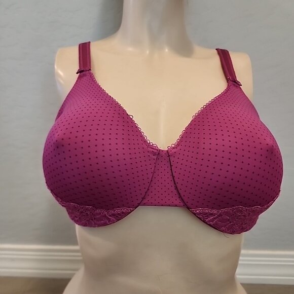 Olga Bra 36D Pink Polka-dot Underwire Unlined 35063 - Picture 1 of 4